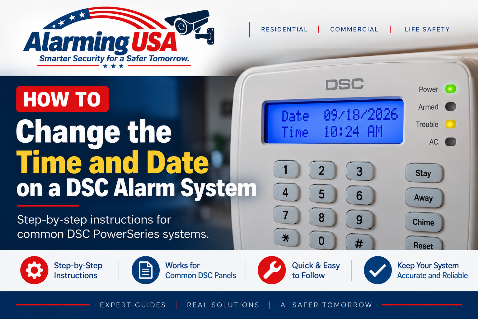 Change time and date on DSC alarm keypad