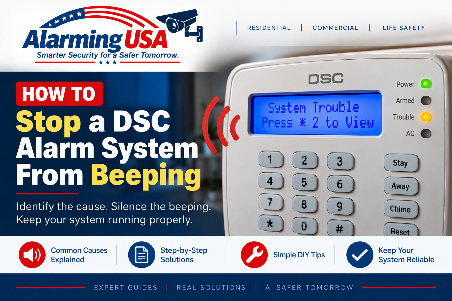 How to stop a DSC alarm system from beeping