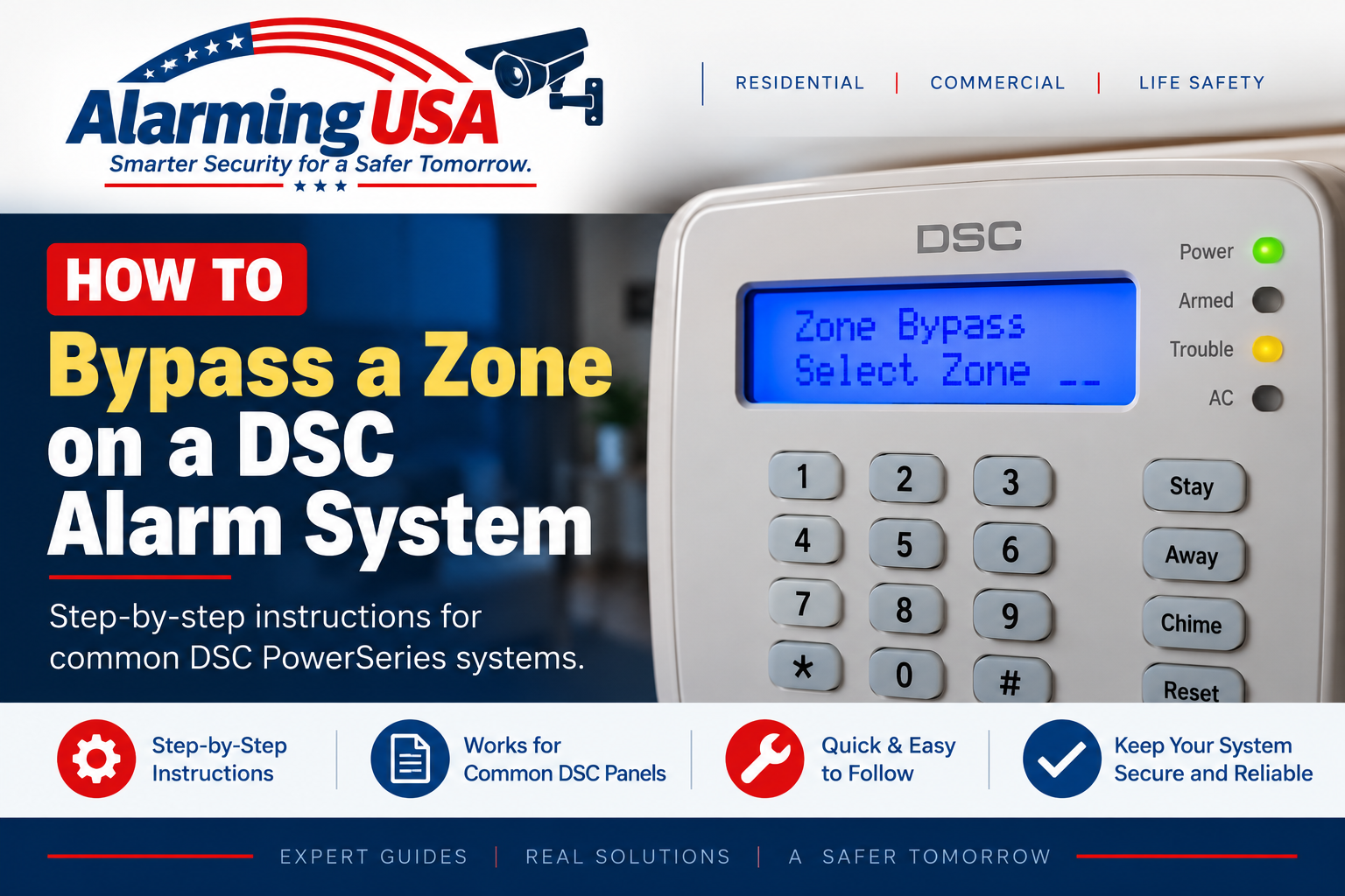 How to bypass a zone on a DSC alarm system