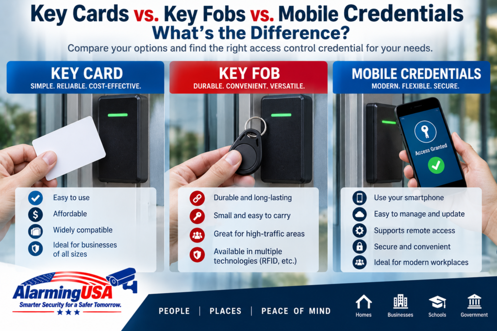 Key cards vs key fobs vs mobile credentials for access control